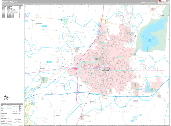Springfield, OH Wall Map