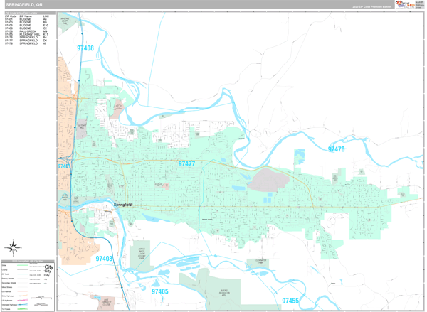 Springfield City Digital Map Premium Style