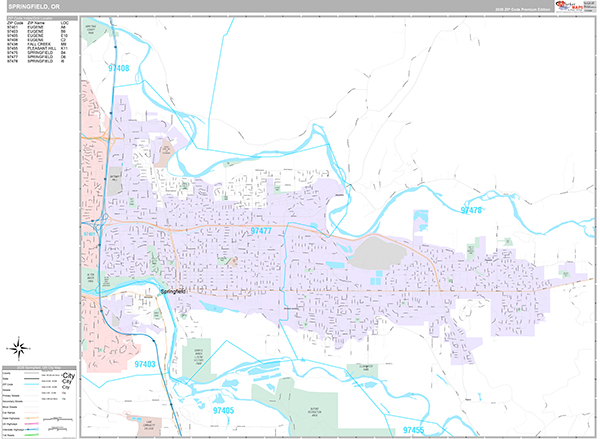 Springfield, OR Zip Code Map