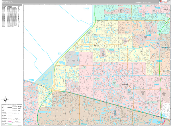 Sunrise, FL Zip Code Map
