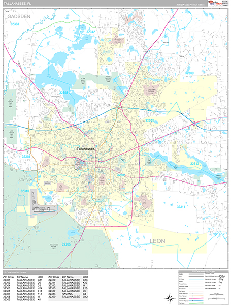 Tallahassee, FL Zip Code Map