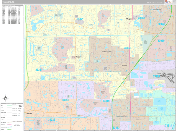 Tamarac, FL Wall Map