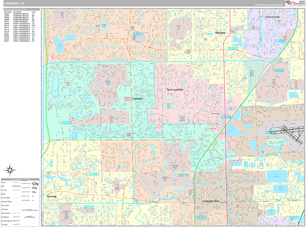 Tamarac, FL Zip Code Map