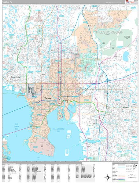 Tampa, FL Zip Code Map