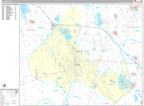 Taunton, MA Wall Map