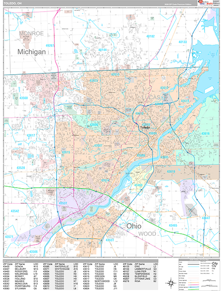 Toledo, OH Wall Map