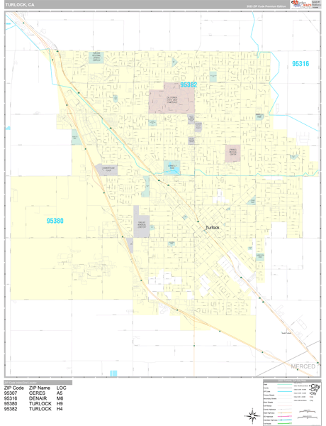 Turlock, CA Wall Map