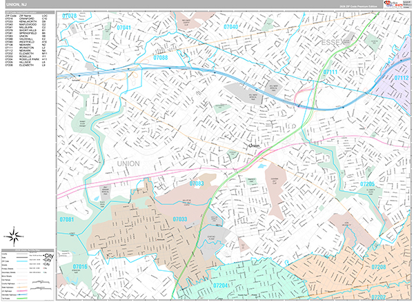 Union, NJ Wall Map