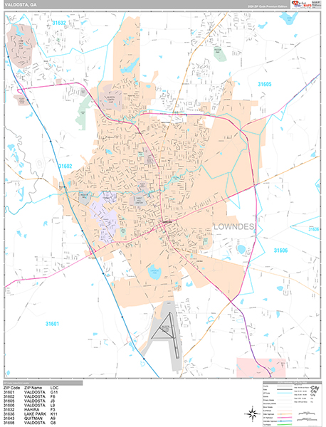 Valdosta, GA Wall Map