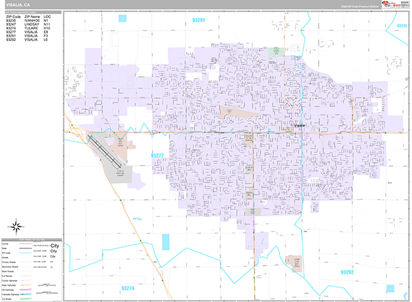 Visalia Map Premium Style