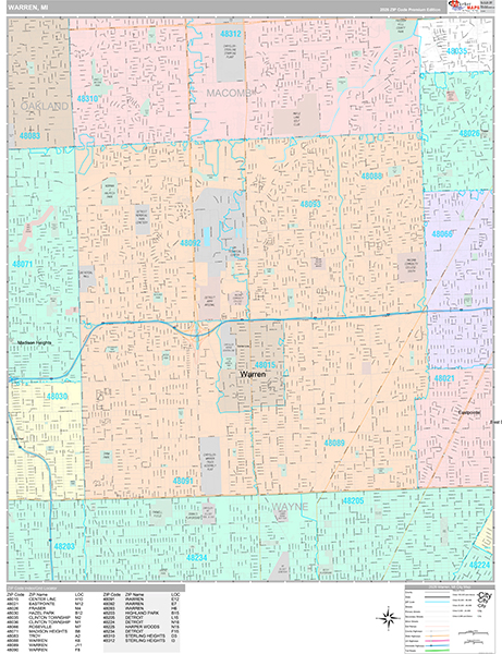 Warren, MI Zip Code Map