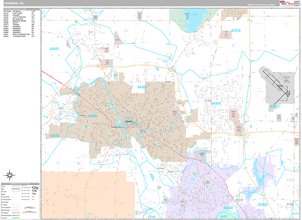 Warren, OH Wall Map