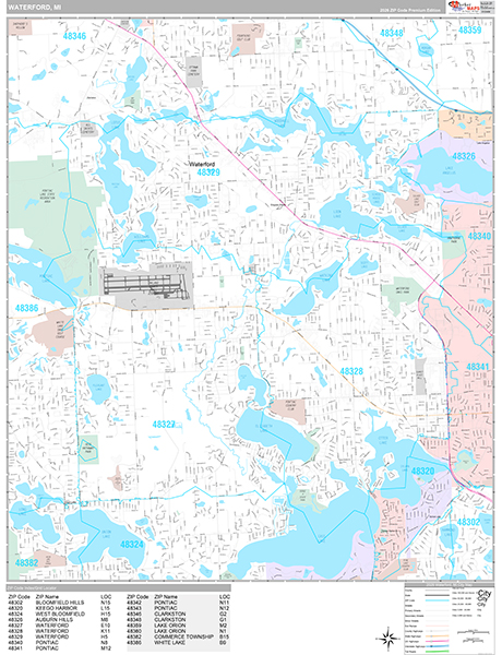 Waterford, MI Zip Code Map