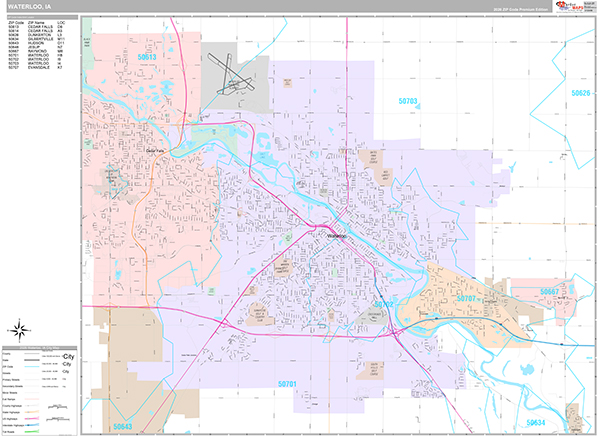 Waterloo, IA Wall Map
