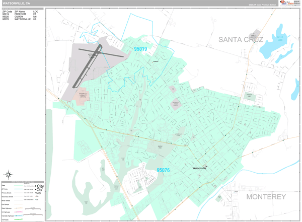 Watsonville City Digital Map Premium Style