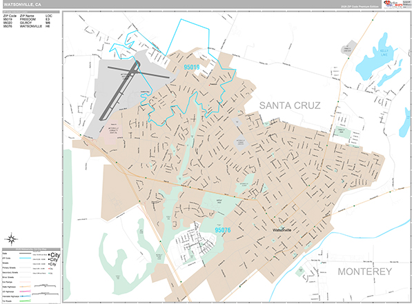 Watsonville Map Premium Style