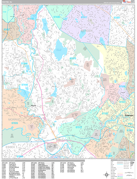 Wayne, NJ Wall Map
