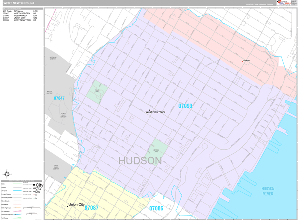 West New York Wall Map Premium - West%20New%20York Nj