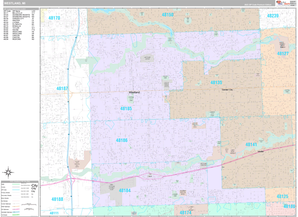 Westland, MI Wall Map