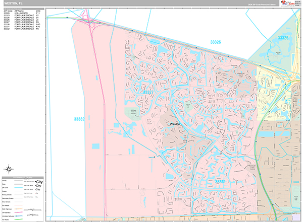 Weston, FL Zip Code Map