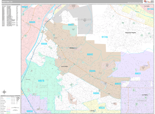 Whittier City Digital Map Premium Style