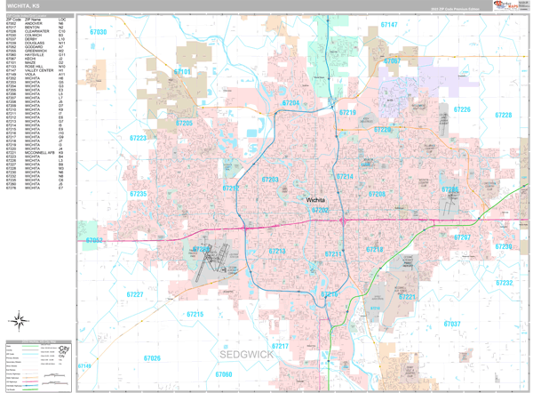 Wichita, KS Zip Code Map