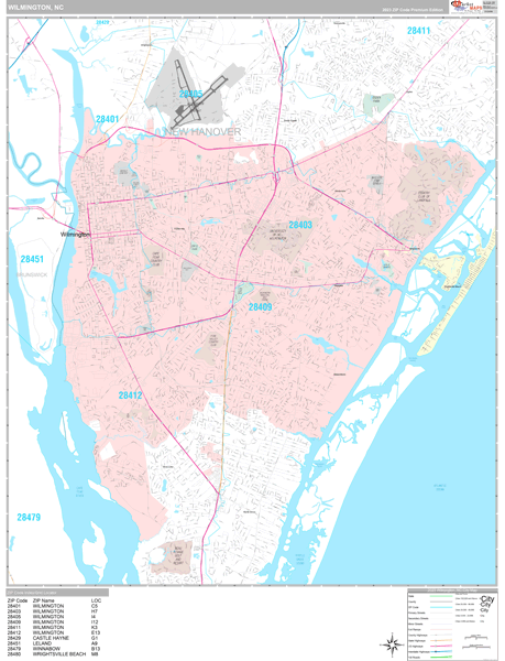 Wilmington City Digital Map Premium Style