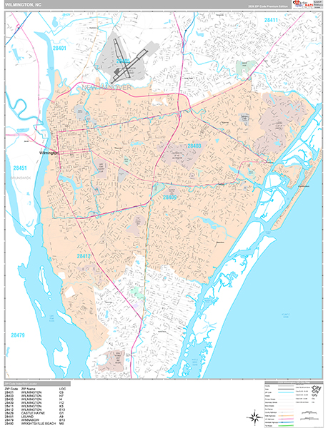 Wilmington, NC Wall Map