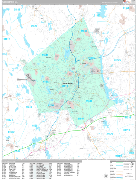 Worcester City Digital Map Premium Style