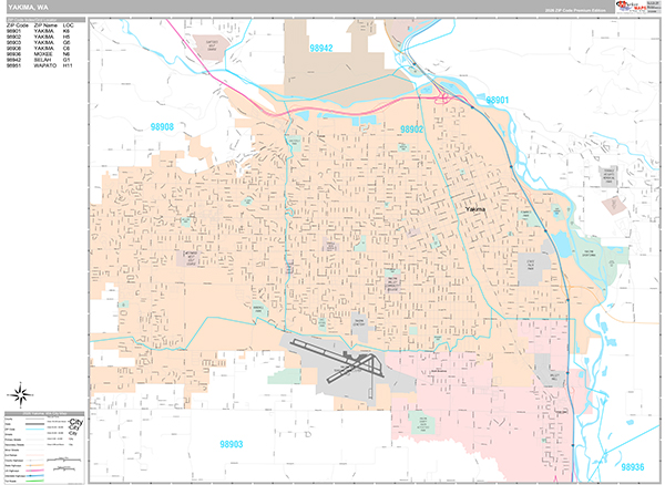 Yakima, WA Zip Code Map