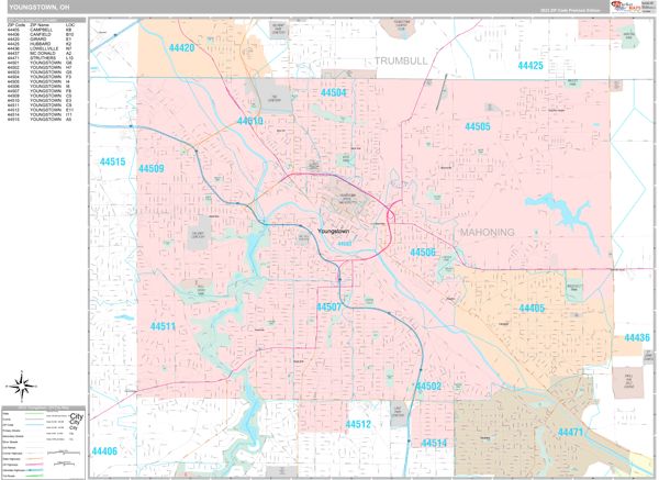 Youngstown City Digital Map Premium Style