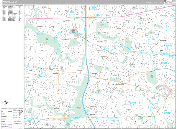 Annandale Virginia Wall Map (Premium Style) by MarketMAPS - MapSales