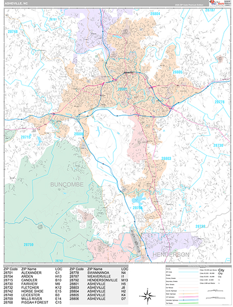 Asheville Wall Map