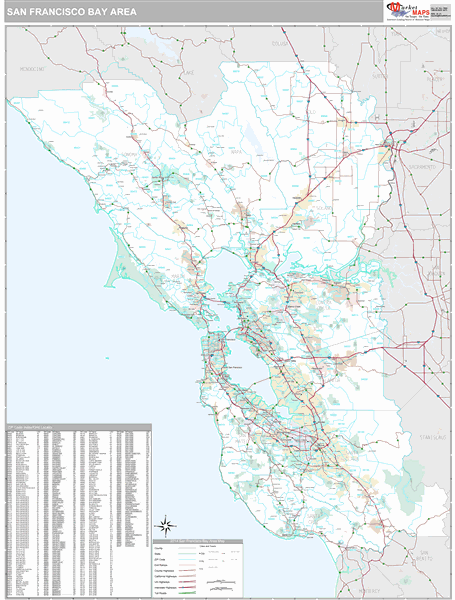 Bay Area California Wall Map (Premium Style) by MarketMAPS - MapSales