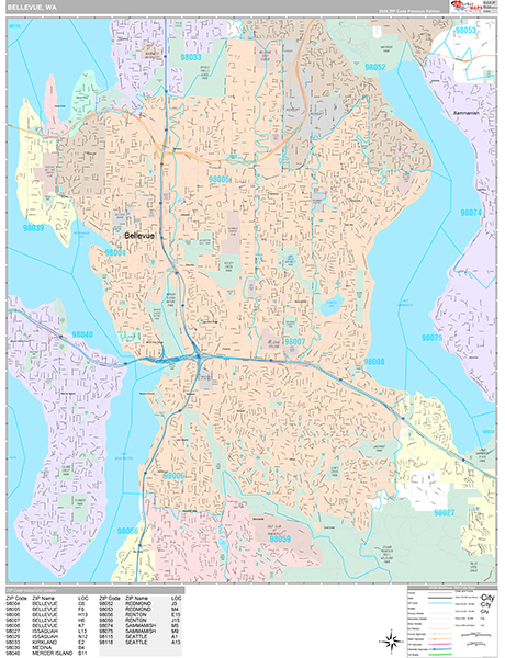 Bellevue Wall Map
