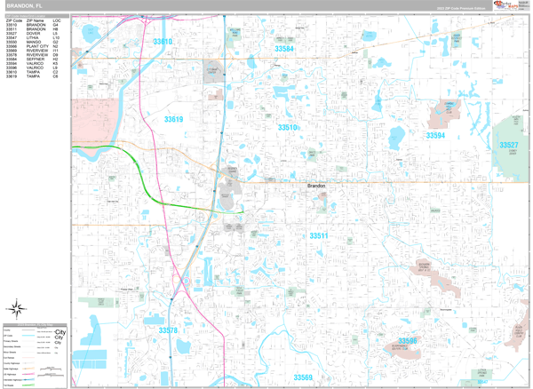 Brandon Florida Wall Map Premium Style By MarketMAPS MapSales   Brandon Fl 