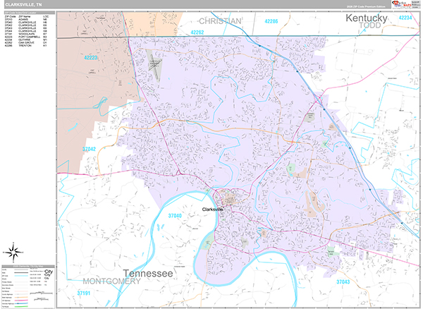 Clarksville Wall Map