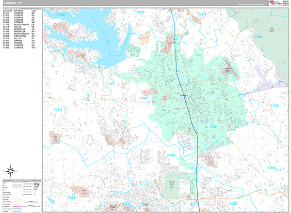 Conroe Wall Map
