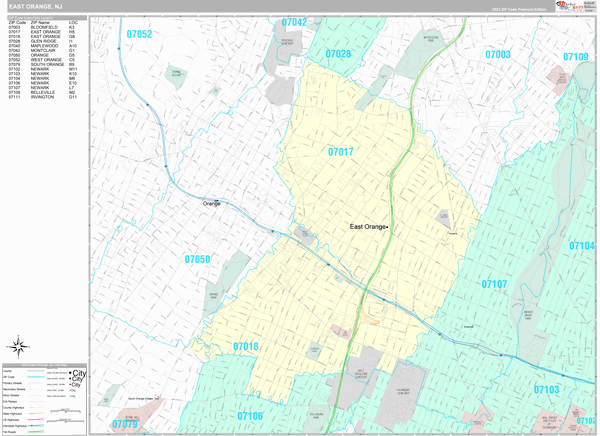 East Orange Wall Map - Premium - MarketMAPS