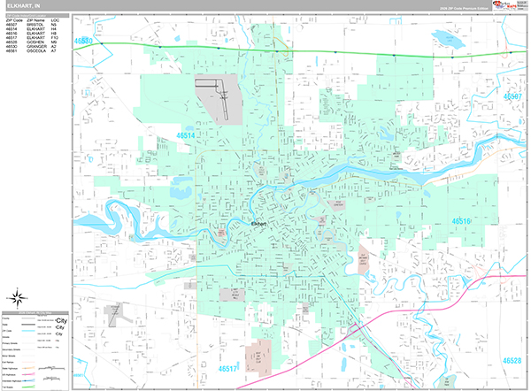 Elkhart Wall Map