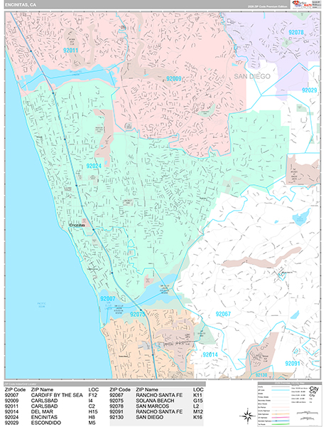 Encinitas Wall Map