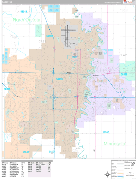 Fargo North Dakota Wall Map Premium Style By Marketmaps