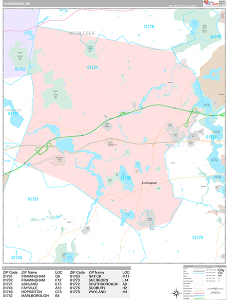 Framingham Wall Map