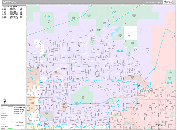 Glendora Wall Map