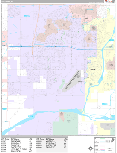 Goodyear Arizona Wall Map (Premium Style) by MarketMAPS - MapSales