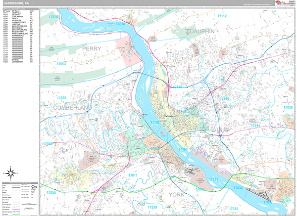 Harrisburg Wall Map