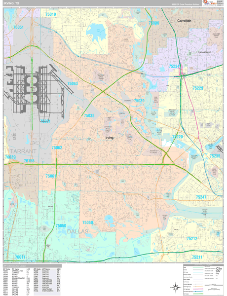 Irving Wall Map