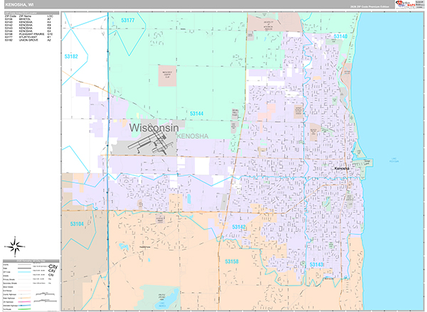 Kenosha Wall Map