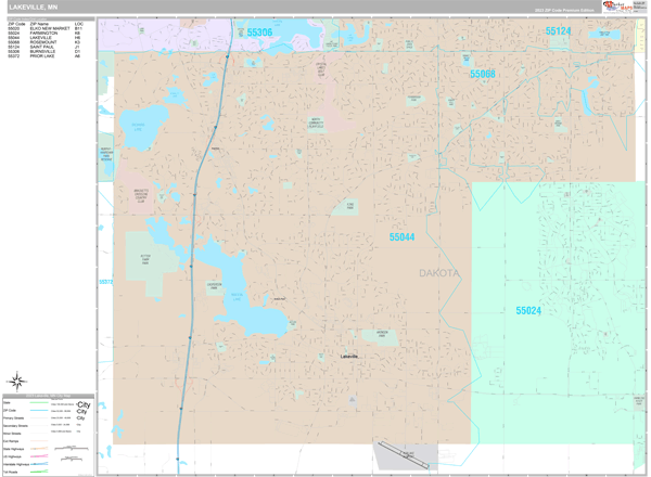 Lakeville Wall Map