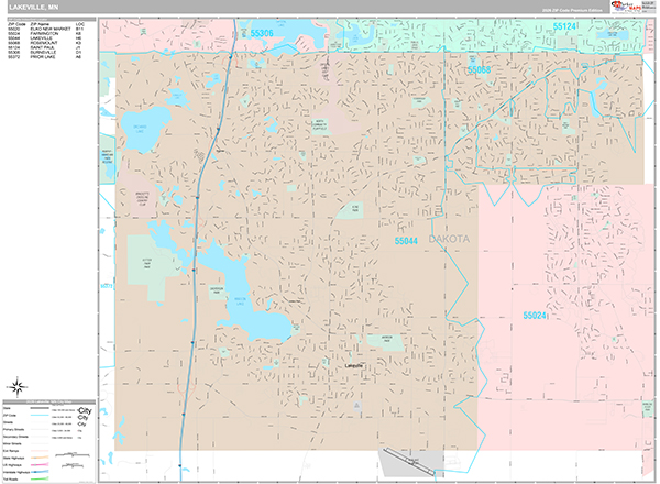 Lakeville Wall Map